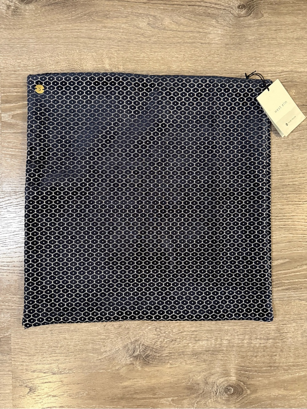 West Elm pillow cover geometric, honeycomb pattern.